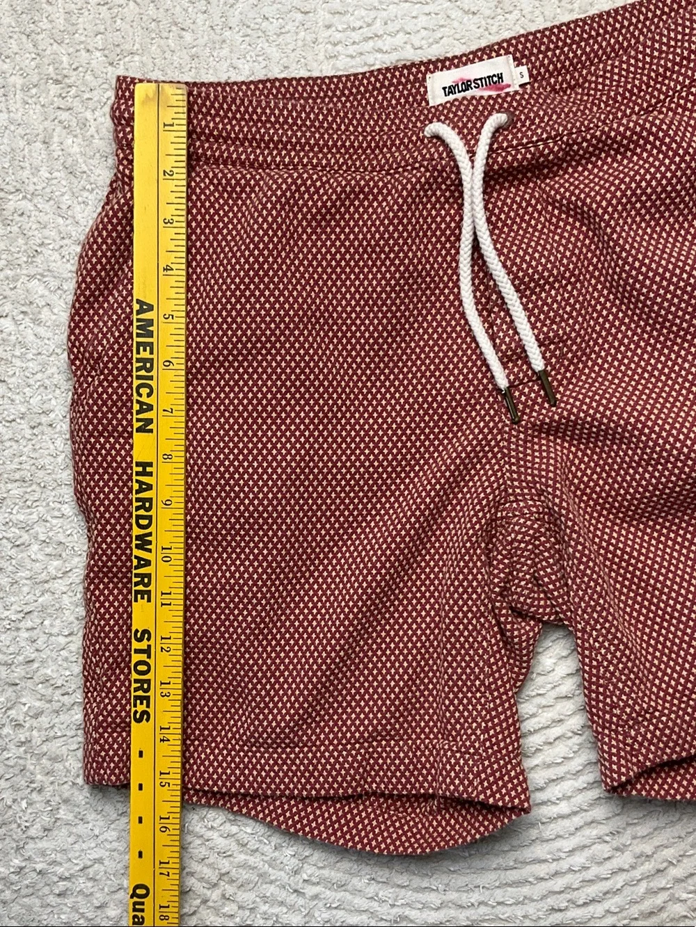 Taylor Stitch The Apres Short in Fired Brick Dobby Organic Cotton Size Small